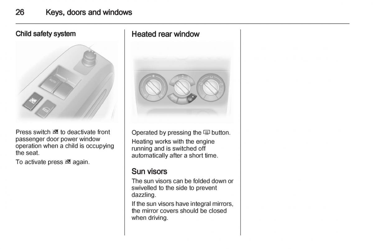 Opel Agila B owners manual / page 26