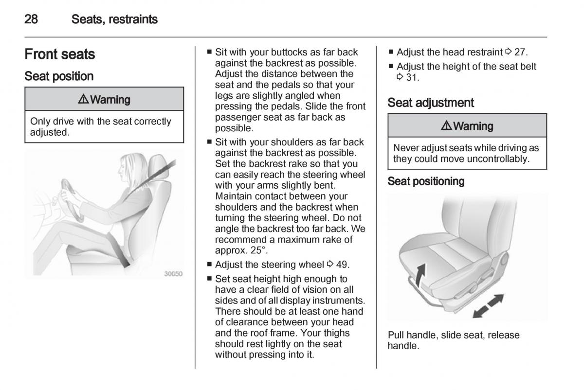 Opel Agila B owners manual / page 28