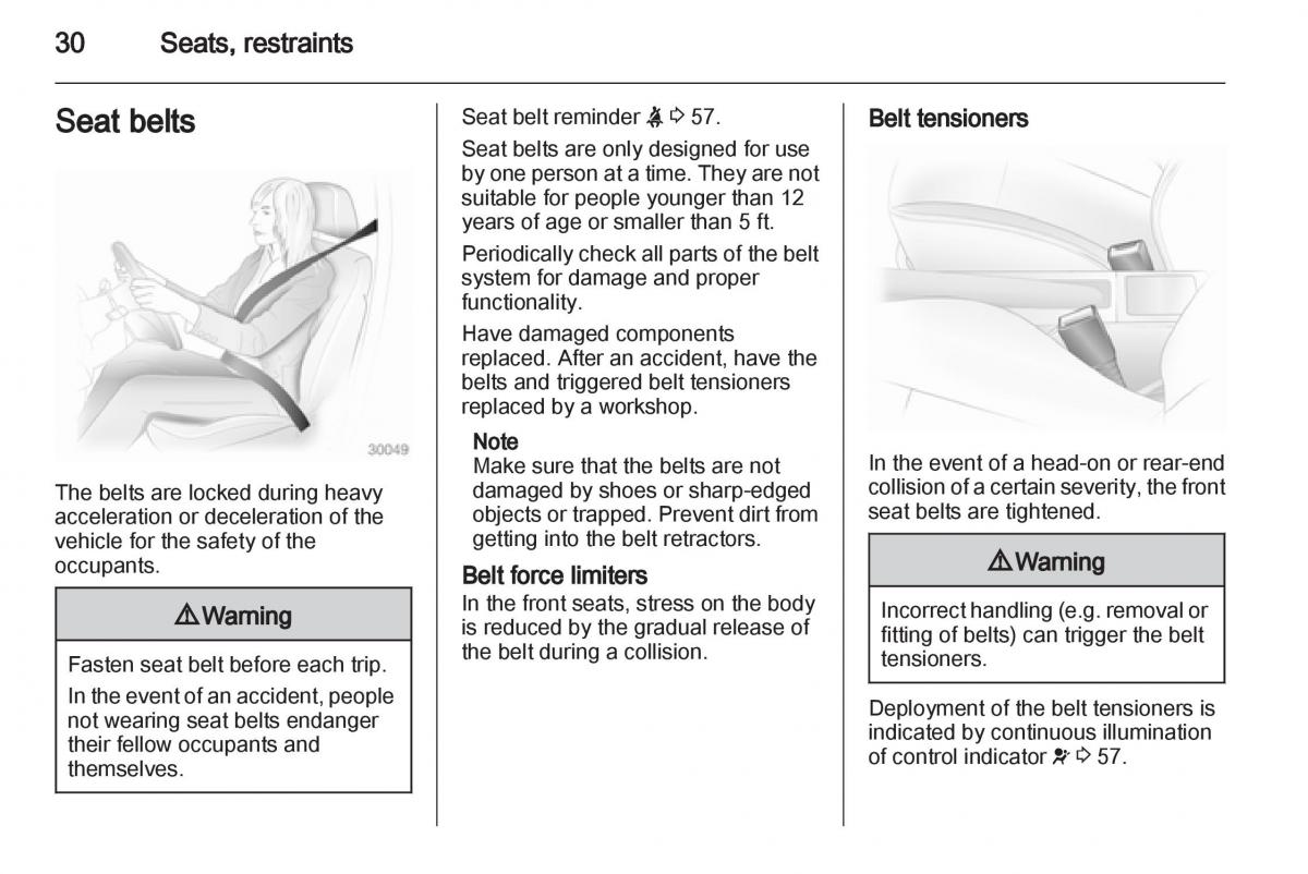 Opel Agila B owners manual / page 30