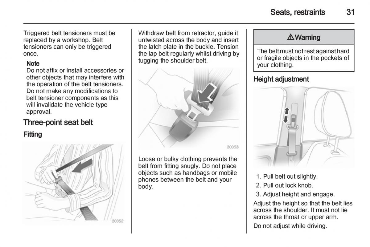 Opel Agila B owners manual / page 31