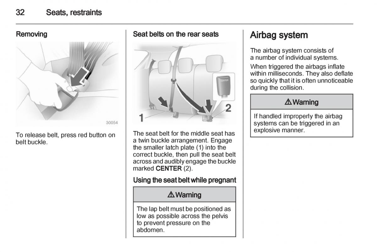 Opel Agila B owners manual / page 32