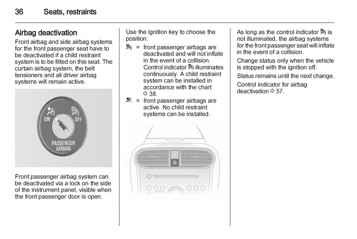 Opel Agila B owners manual / page 36