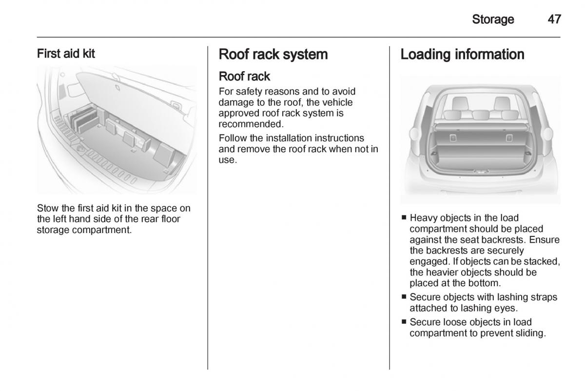 Opel Agila B owners manual / page 47