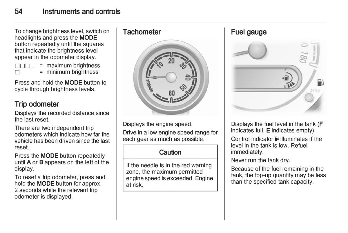 Opel Agila B owners manual / page 54