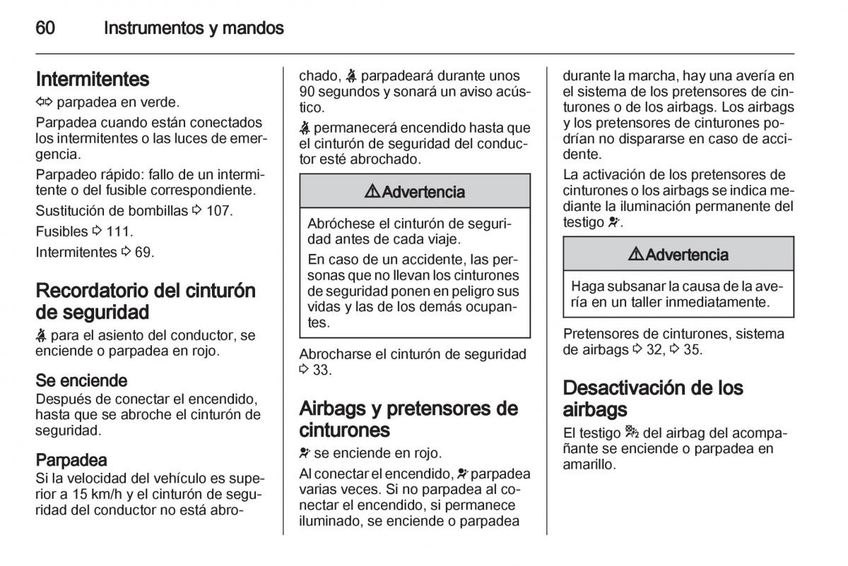 Opel Agila B manual del propietario / page 62