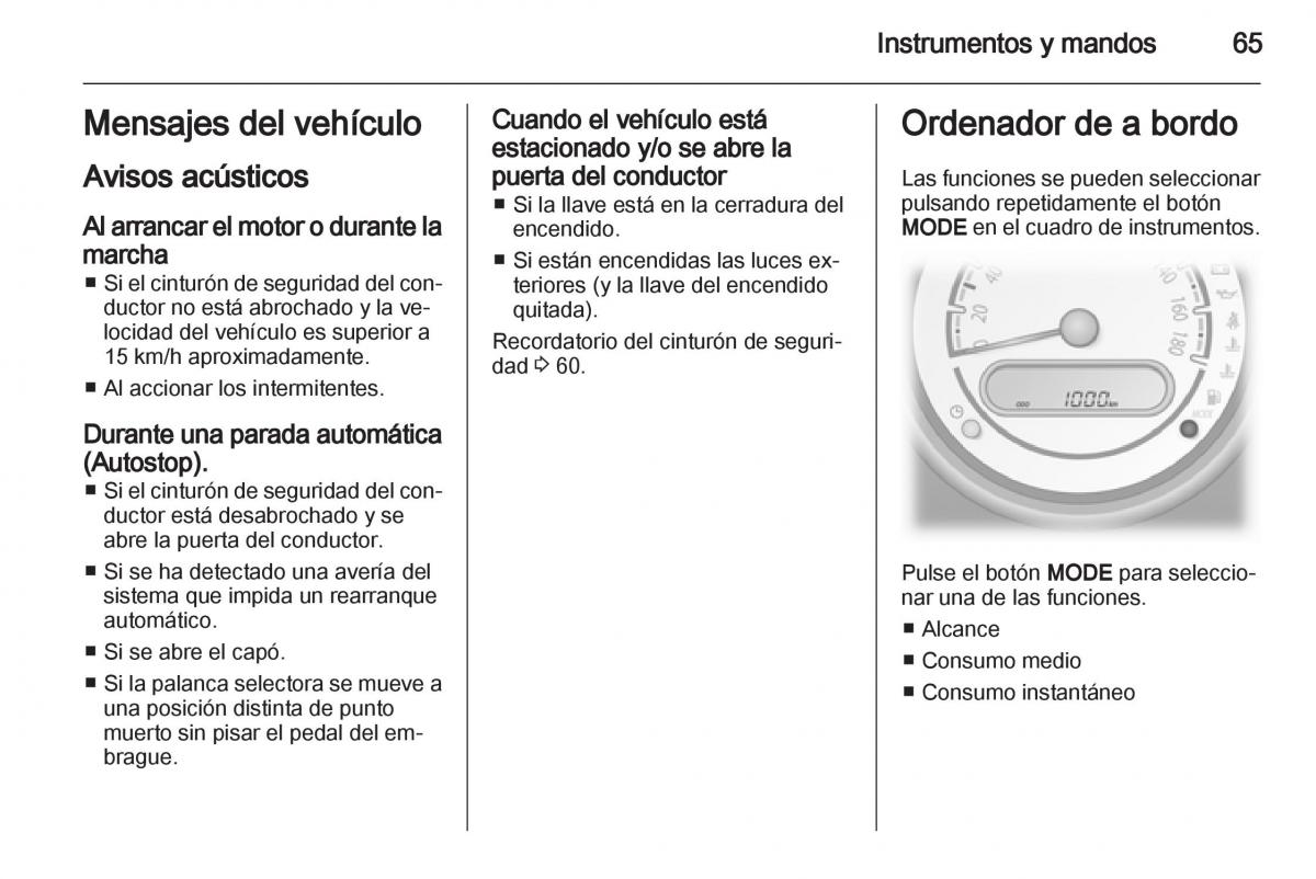 Opel Agila B manual del propietario / page 67