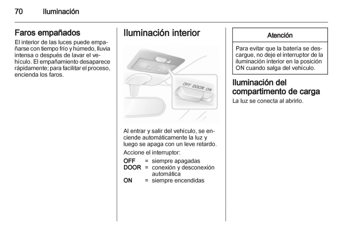 Opel Agila B manual del propietario / page 72