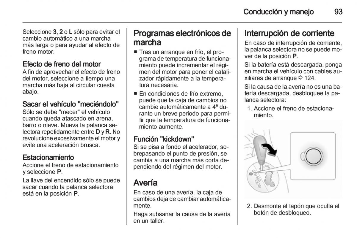 Opel Agila B manual del propietario / page 95