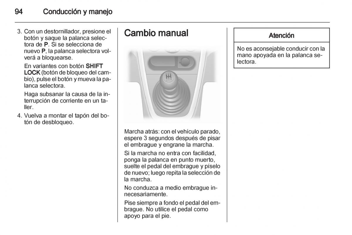 Opel Agila B manual del propietario / page 96