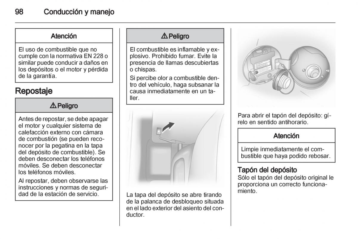 Opel Agila B manual del propietario / page 100