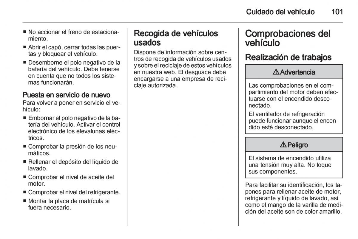 Opel Agila B manual del propietario / page 103