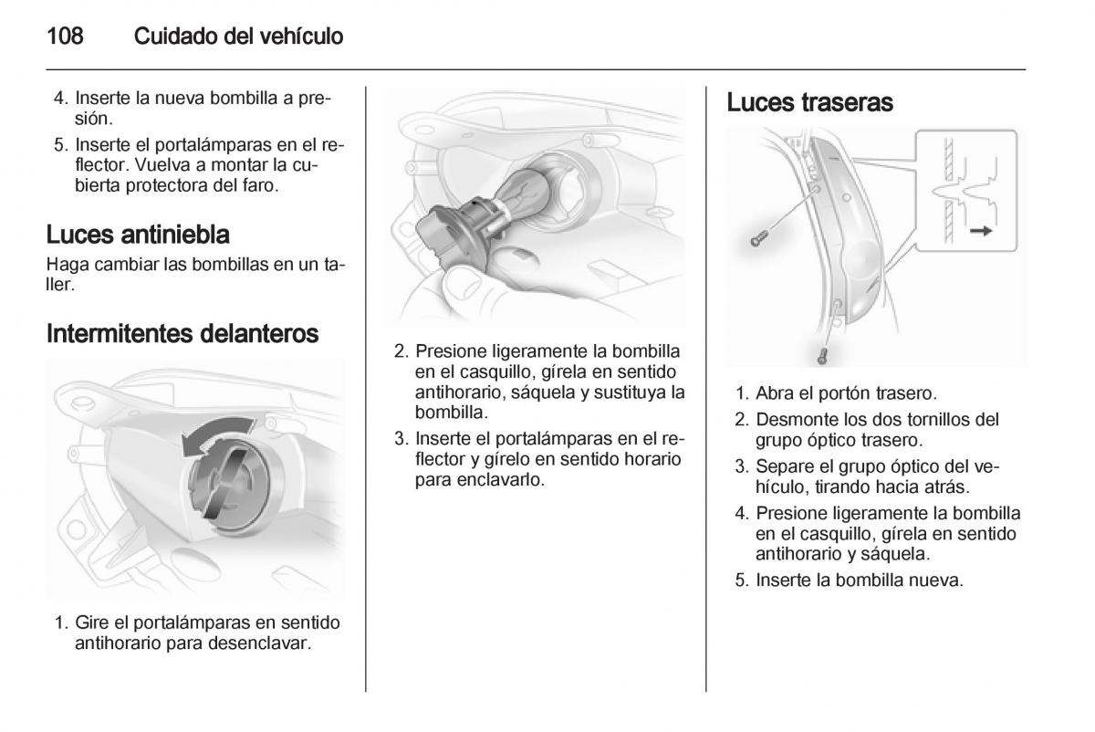 Opel Agila B manual del propietario / page 110