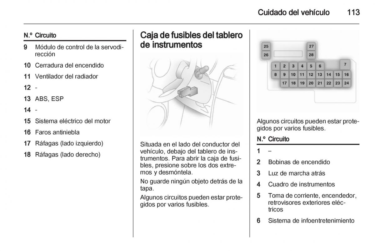 Opel Agila B manual del propietario / page 115