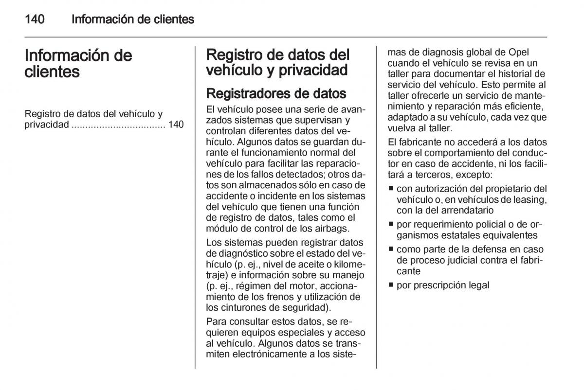 Opel Agila B manual del propietario / page 142