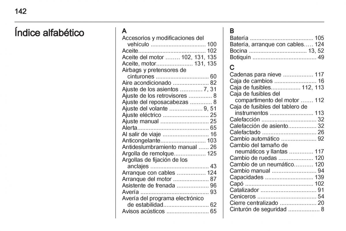 Opel Agila B manual del propietario / page 144