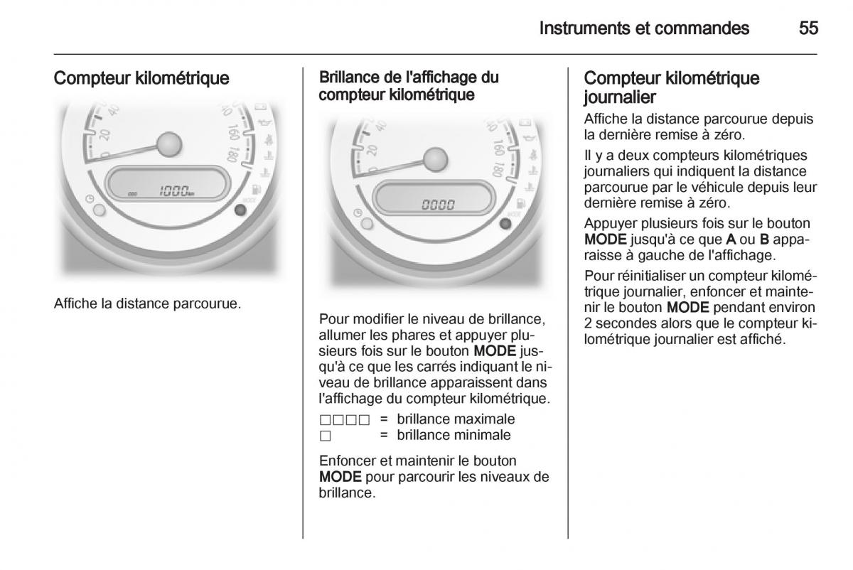 Opel Agila B manuel du proprietaire / page 55