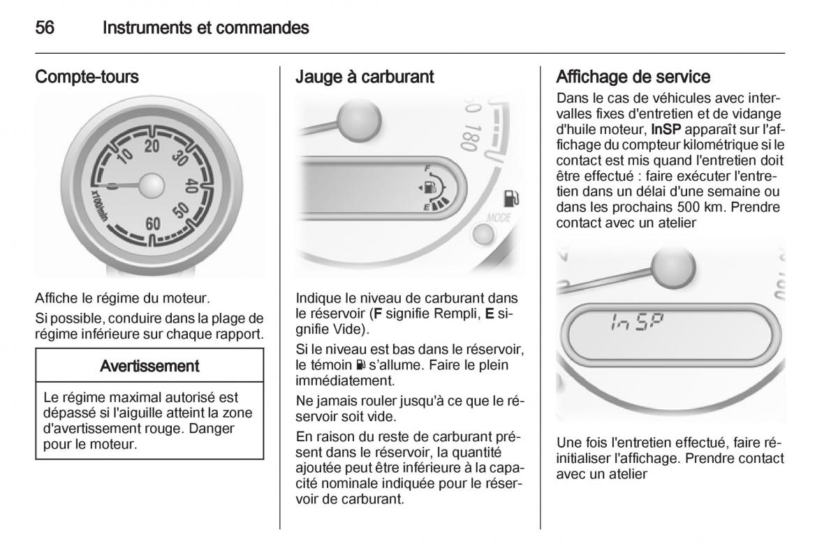 Opel Agila B manuel du proprietaire / page 56