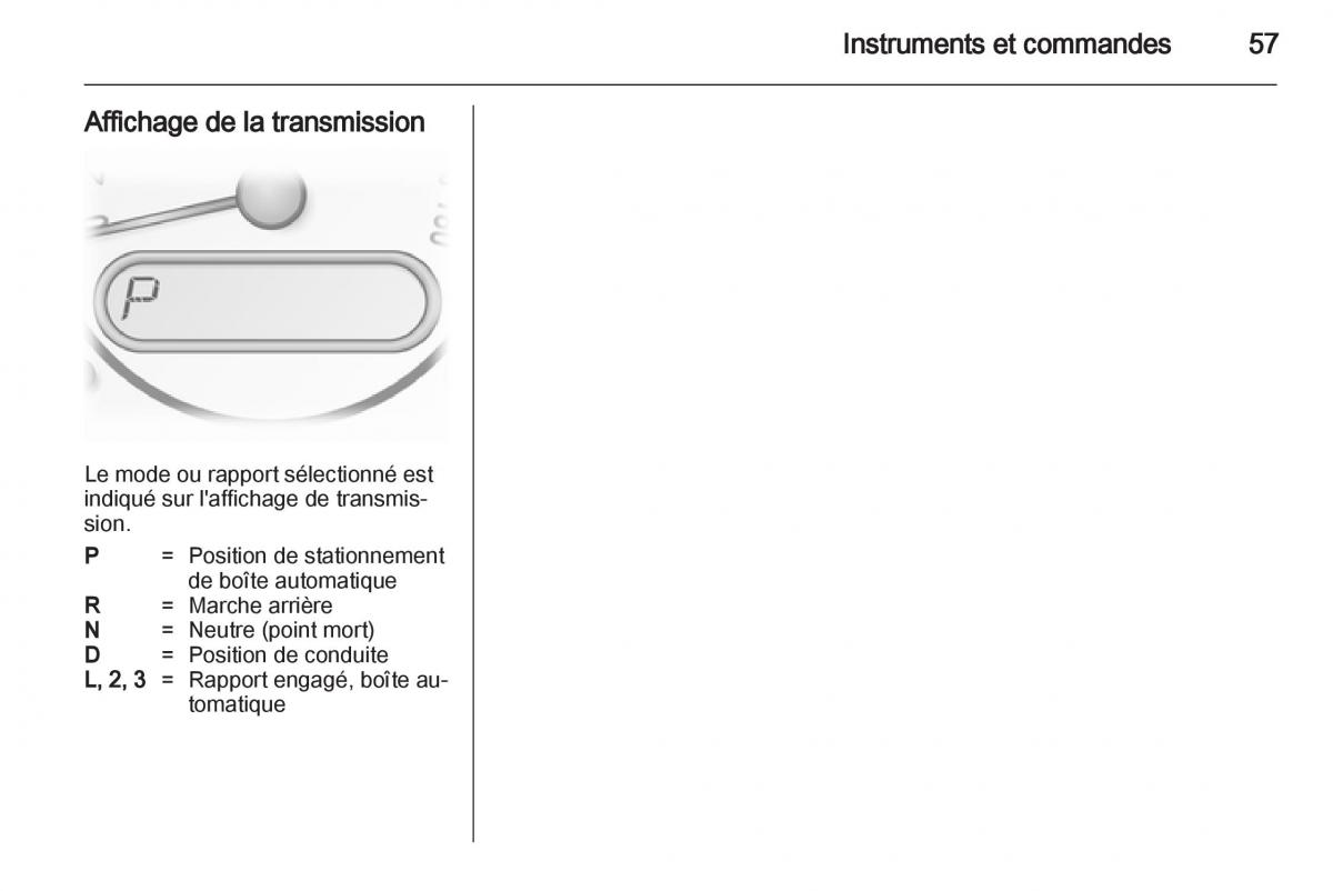 Opel Agila B manuel du proprietaire / page 57