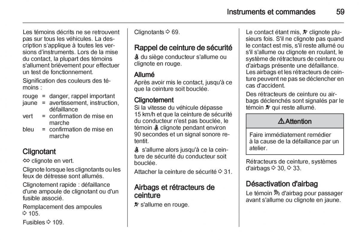 Opel Agila B manuel du proprietaire / page 59