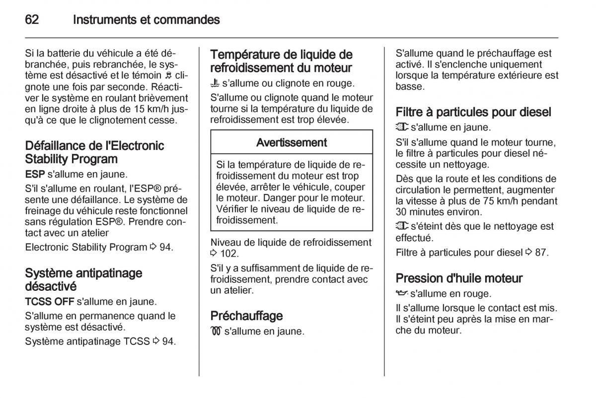 Opel Agila B manuel du proprietaire / page 62