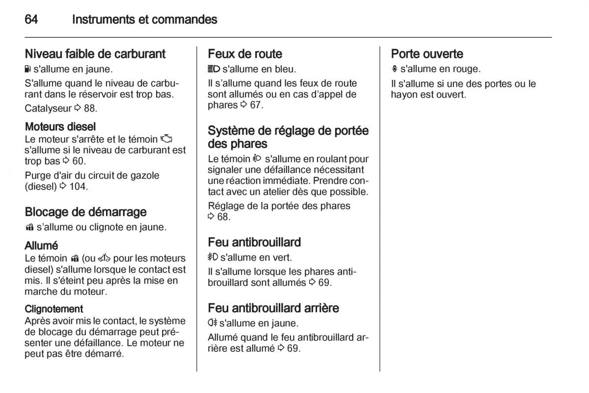 Opel Agila B manuel du proprietaire / page 64