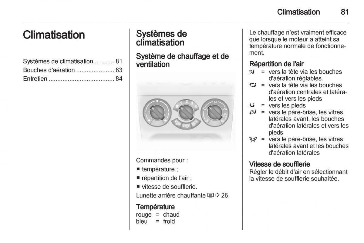 Opel Agila B manuel du proprietaire / page 81