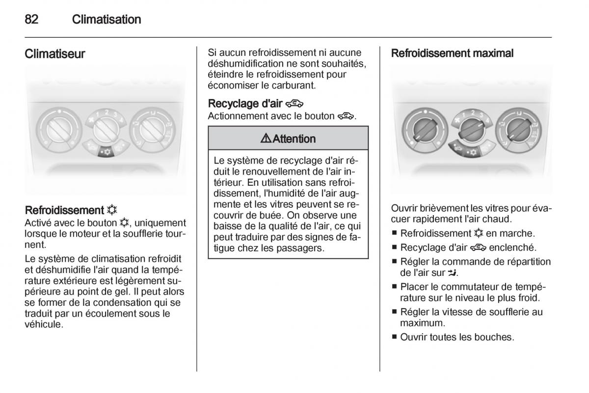 Opel Agila B manuel du proprietaire / page 82