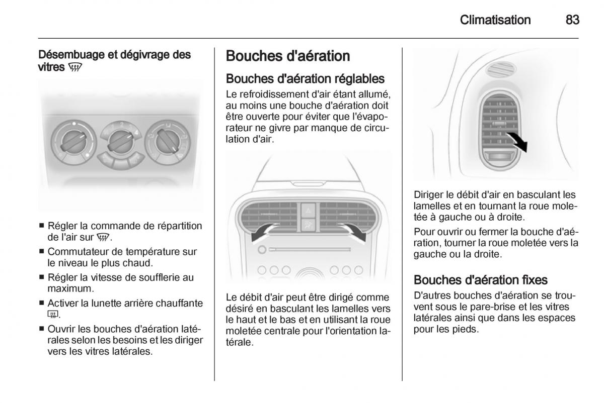 Opel Agila B manuel du proprietaire / page 83