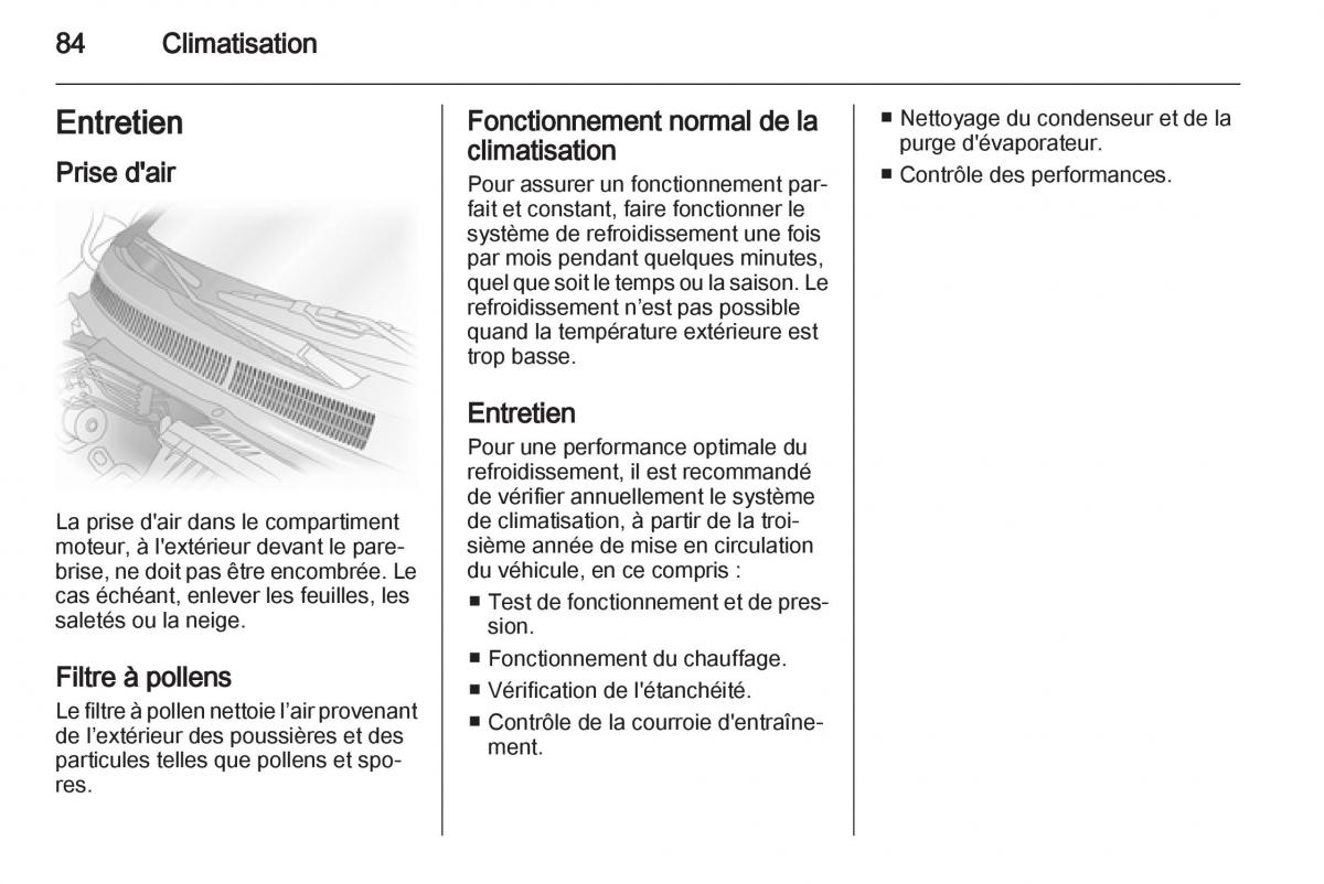 Opel Agila B manuel du proprietaire / page 84