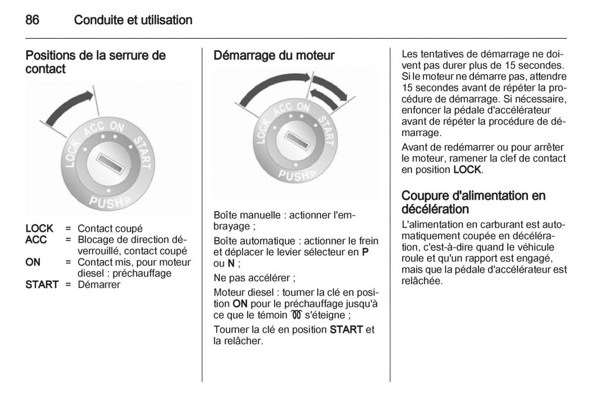 Opel Agila B manuel du proprietaire / page 86