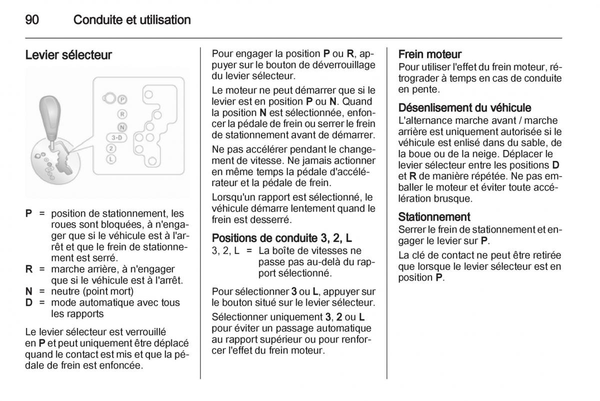 Opel Agila B manuel du proprietaire / page 90