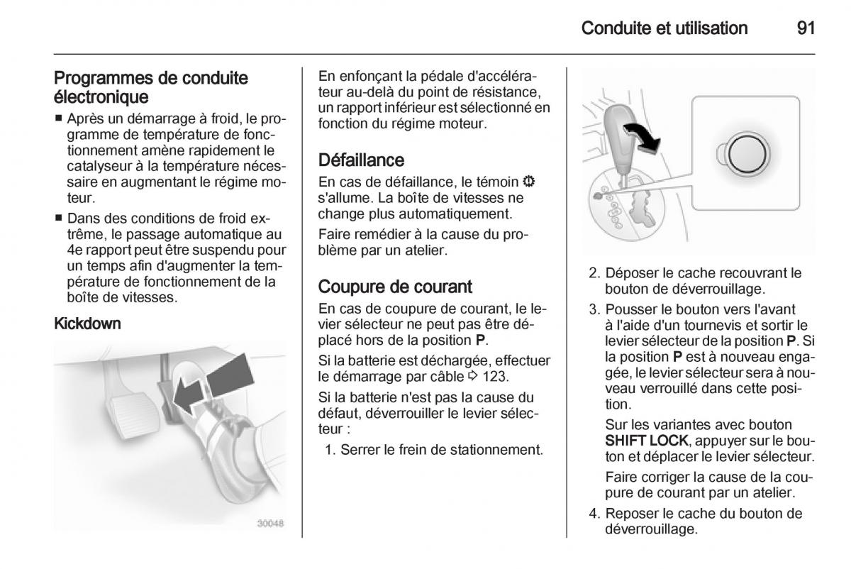 Opel Agila B manuel du proprietaire / page 91