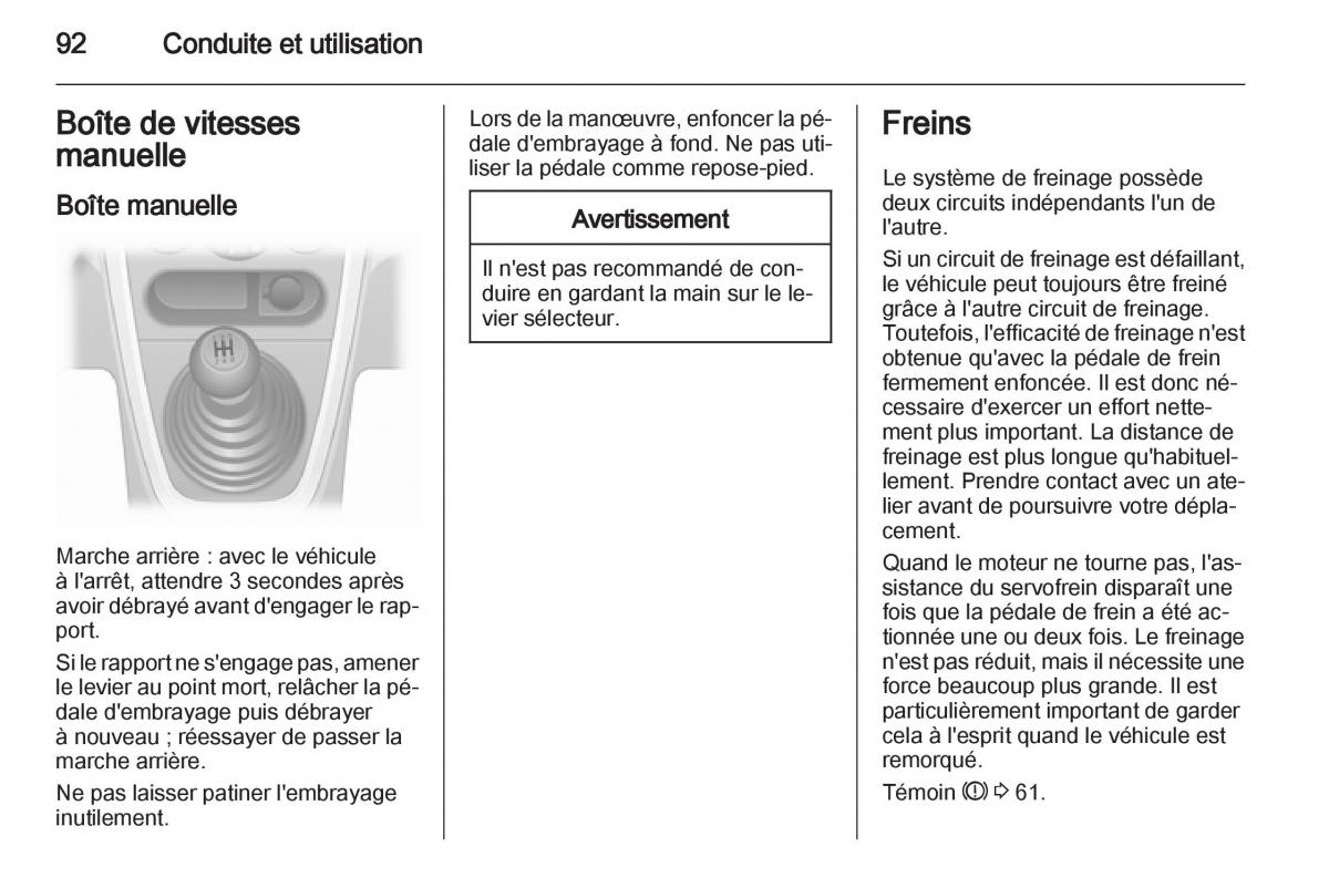 Opel Agila B manuel du proprietaire / page 92