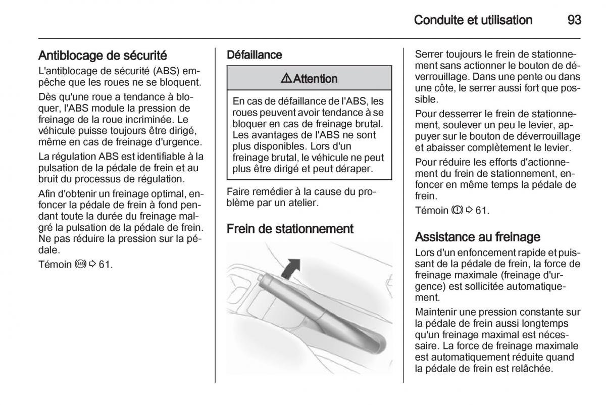 Opel Agila B manuel du proprietaire / page 93