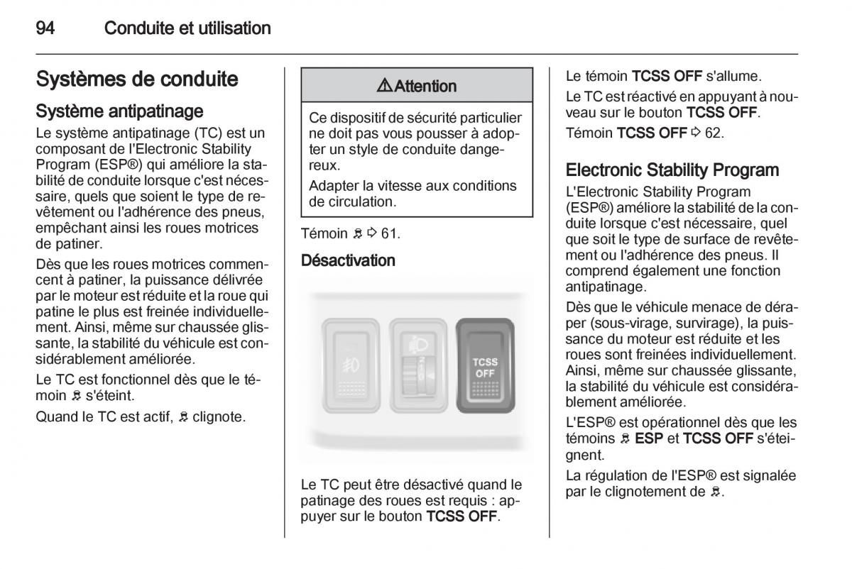 Opel Agila B manuel du proprietaire / page 94