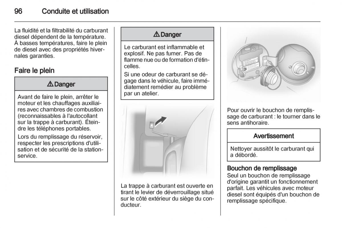 Opel Agila B manuel du proprietaire / page 96