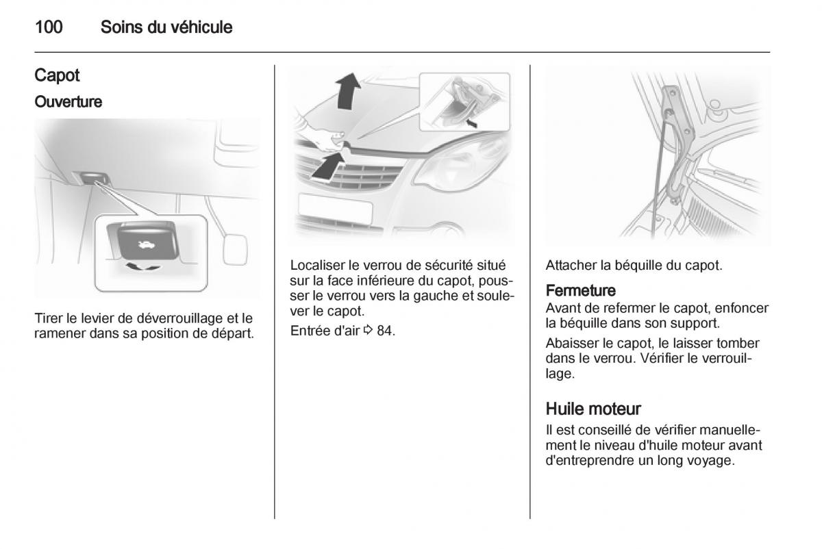 Opel Agila B manuel du proprietaire / page 100