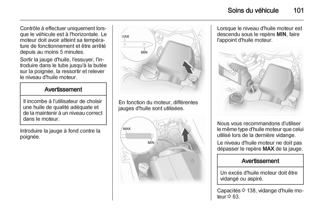 Opel Agila B manuel du proprietaire / page 101