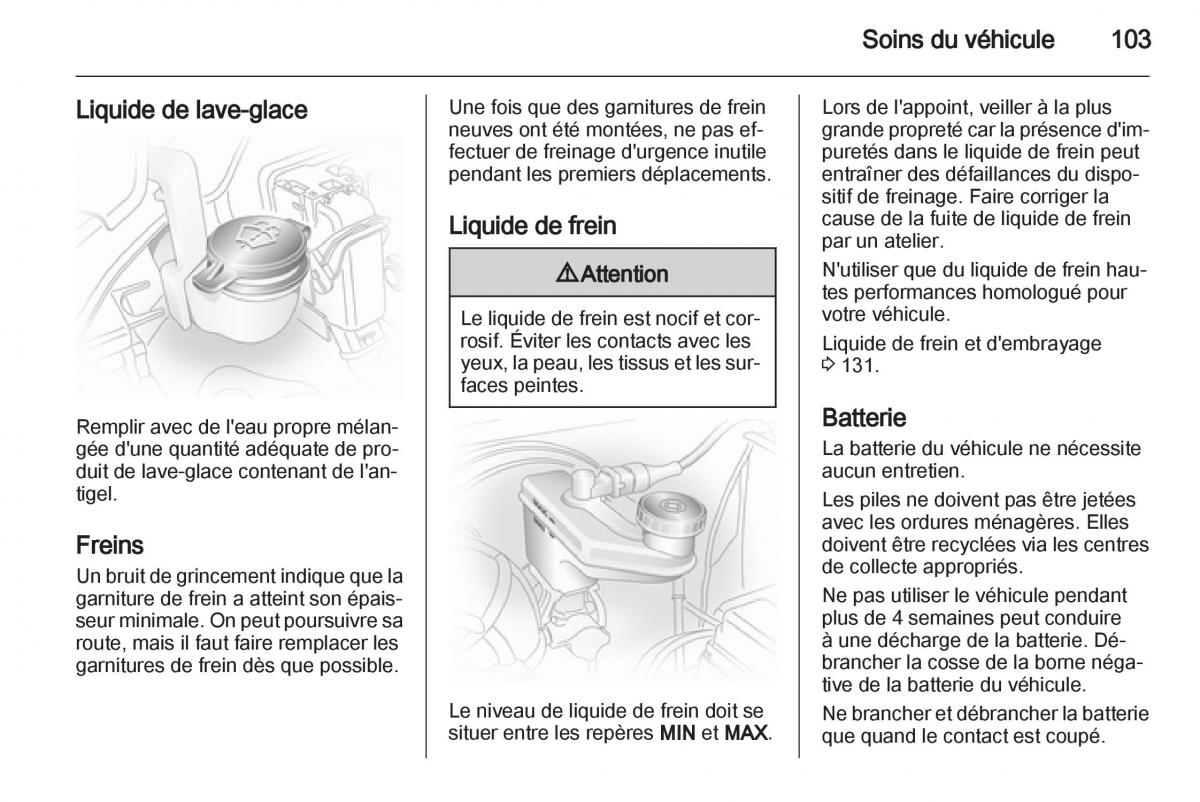 Opel Agila B manuel du proprietaire / page 103