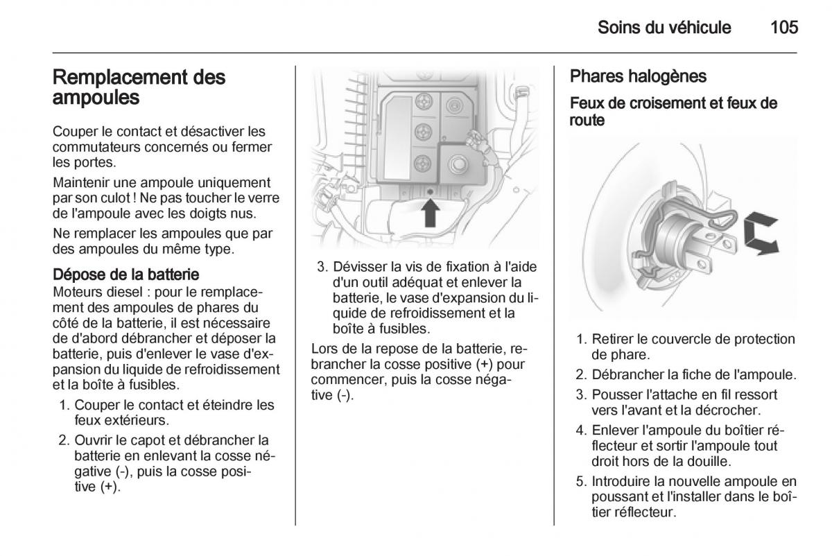 Opel Agila B manuel du proprietaire / page 105