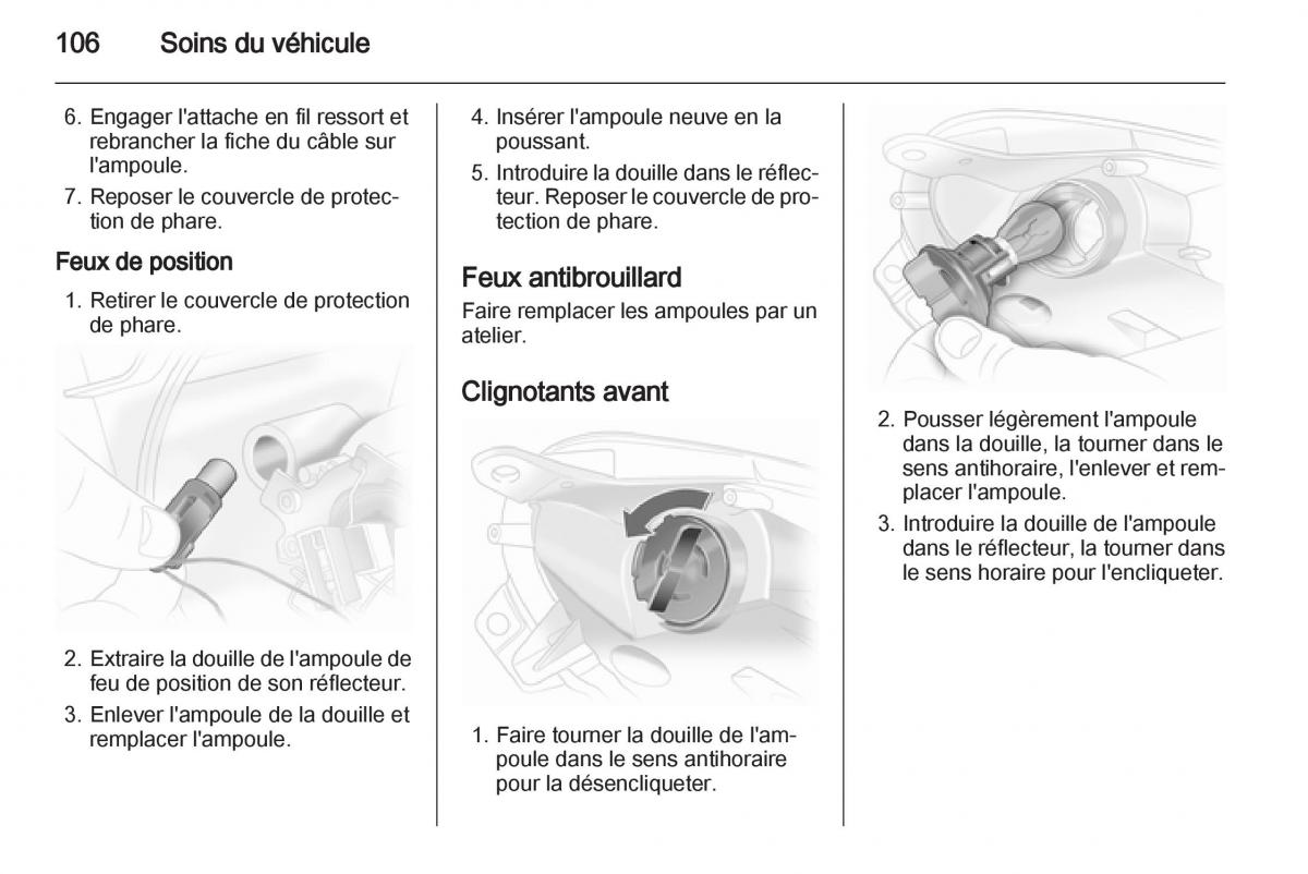 Opel Agila B manuel du proprietaire / page 106