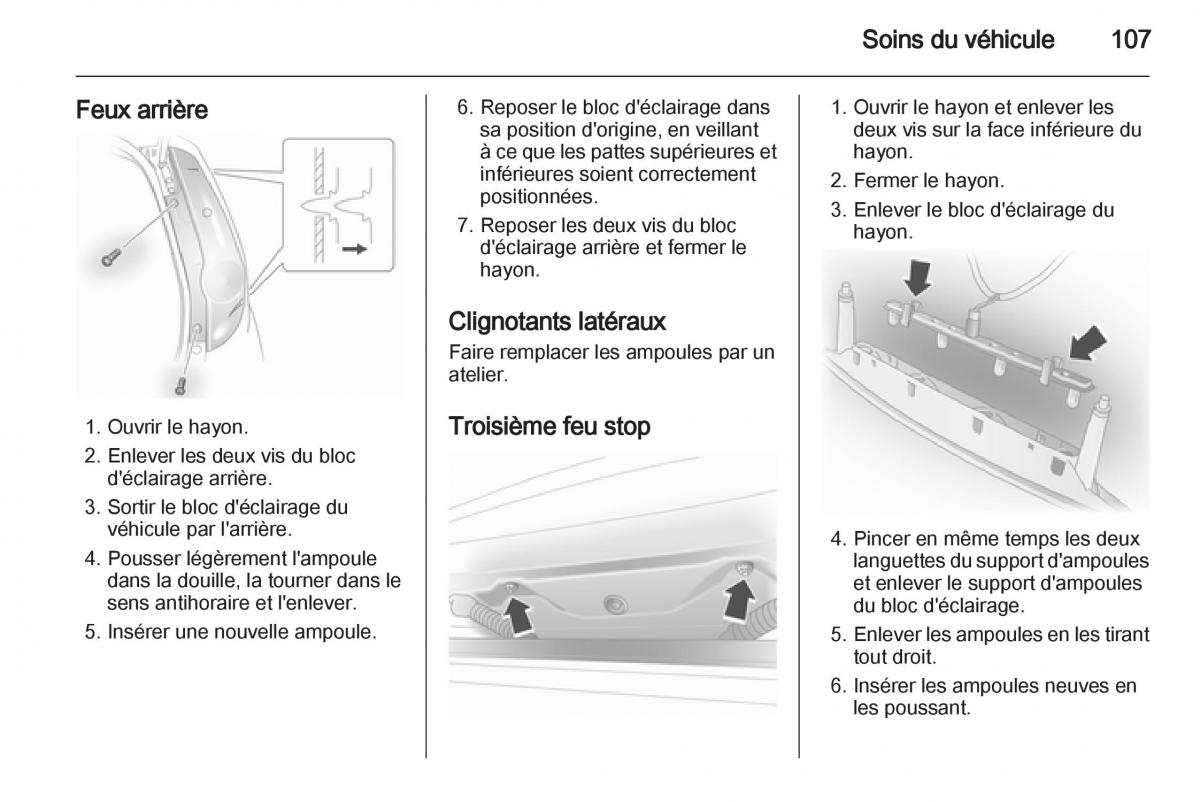 Opel Agila B manuel du proprietaire / page 107