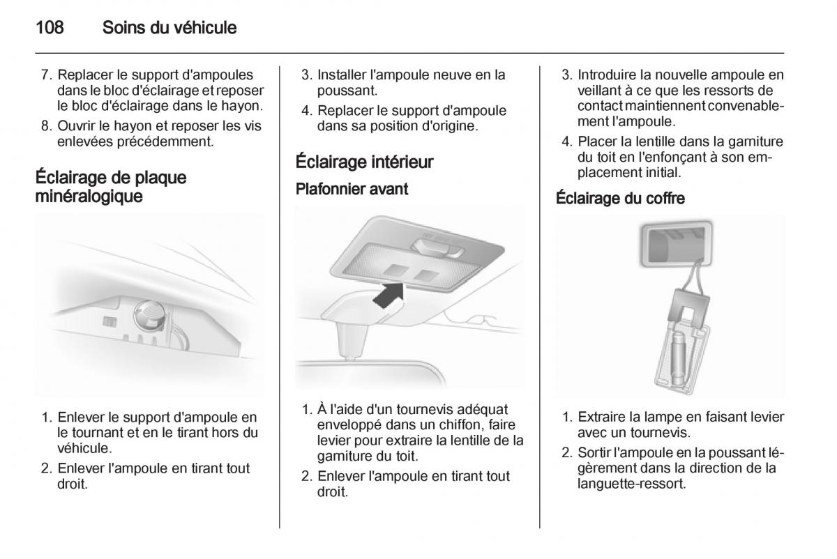 Opel Agila B manuel du proprietaire / page 108