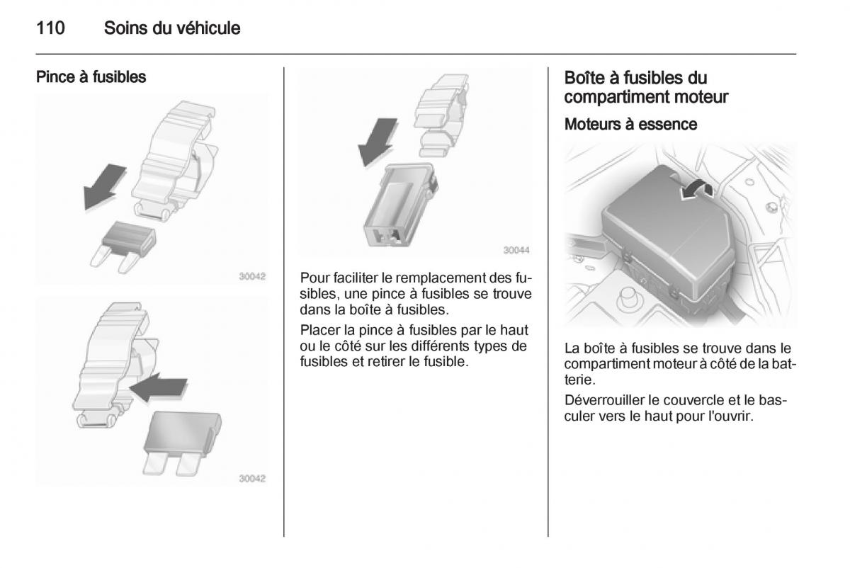 Opel Agila B manuel du proprietaire / page 110