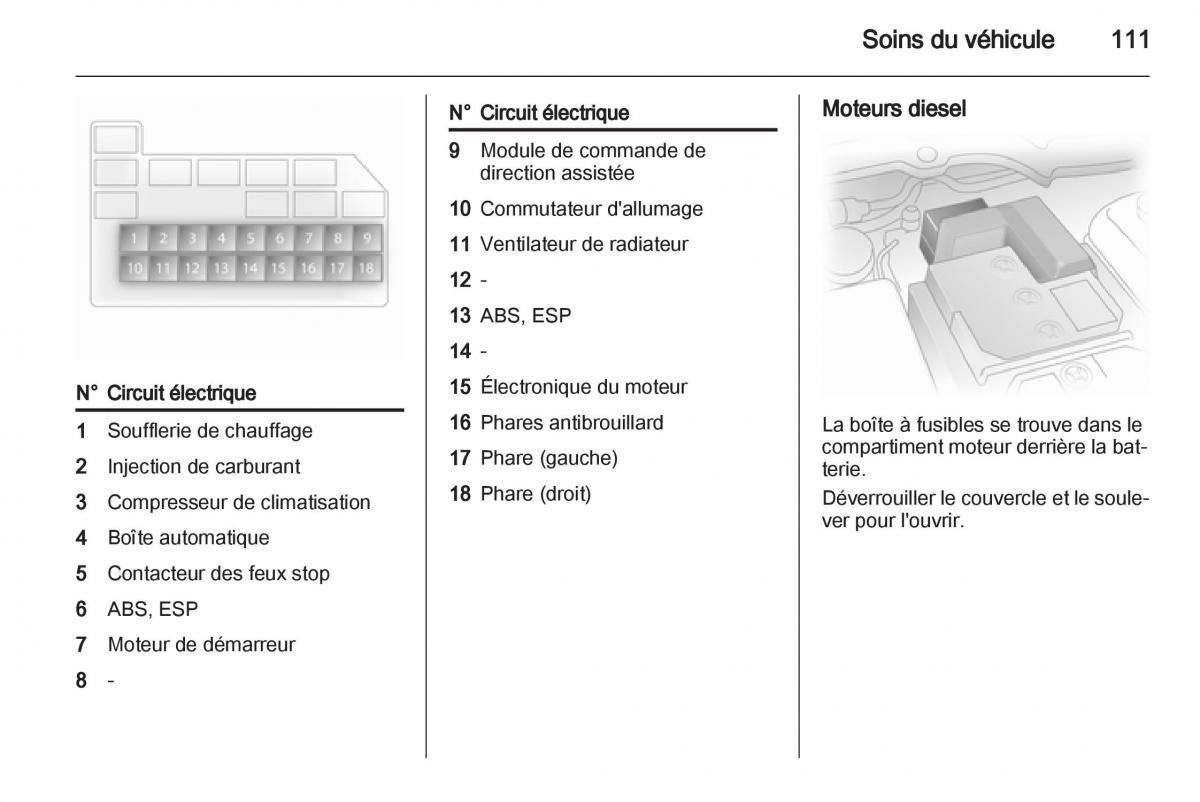 Opel Agila B manuel du proprietaire / page 111