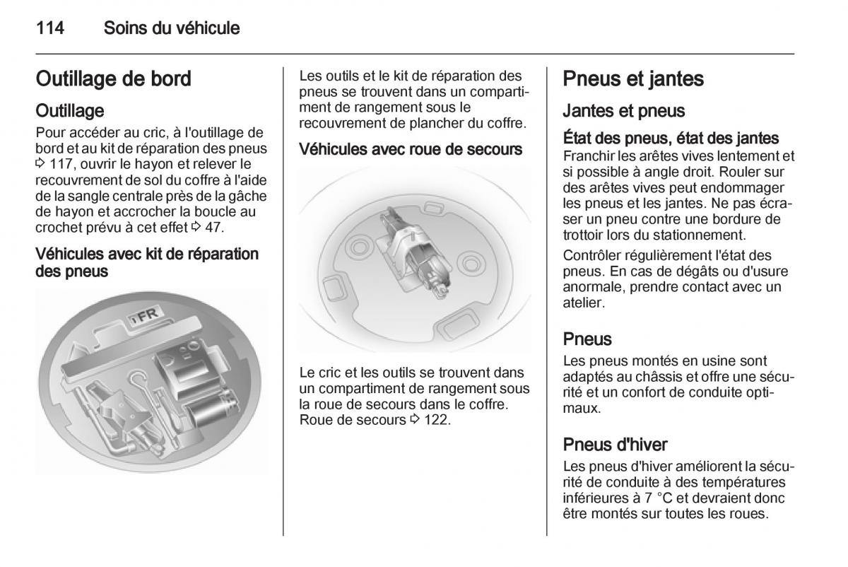 Opel Agila B manuel du proprietaire / page 114