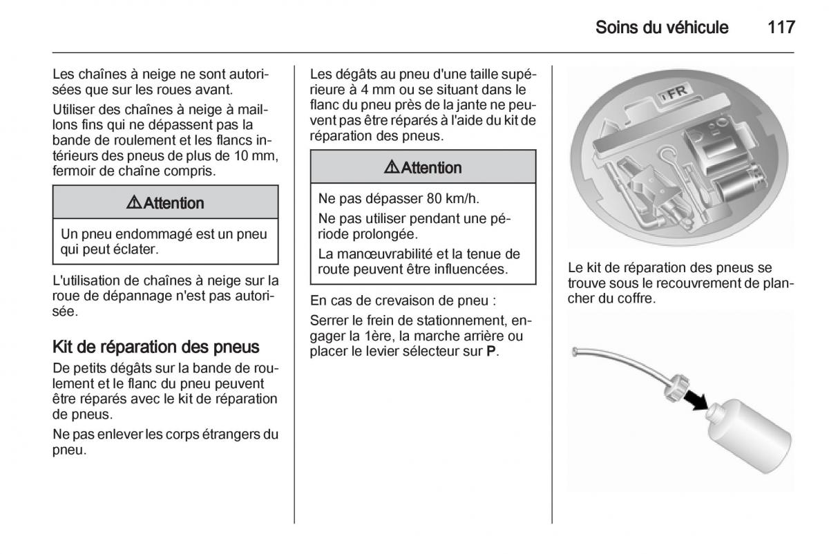 Opel Agila B manuel du proprietaire / page 117