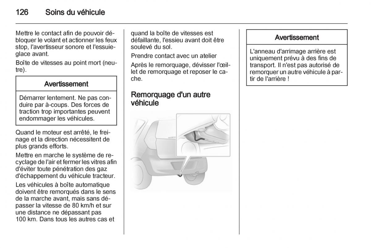 Opel Agila B manuel du proprietaire / page 126