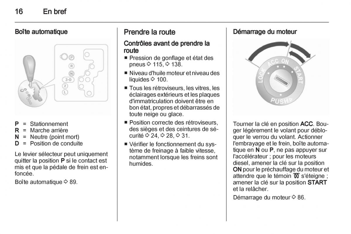 Opel Agila B manuel du proprietaire / page 16