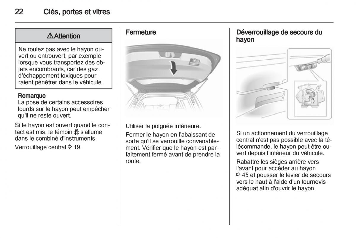 Opel Agila B manuel du proprietaire / page 22